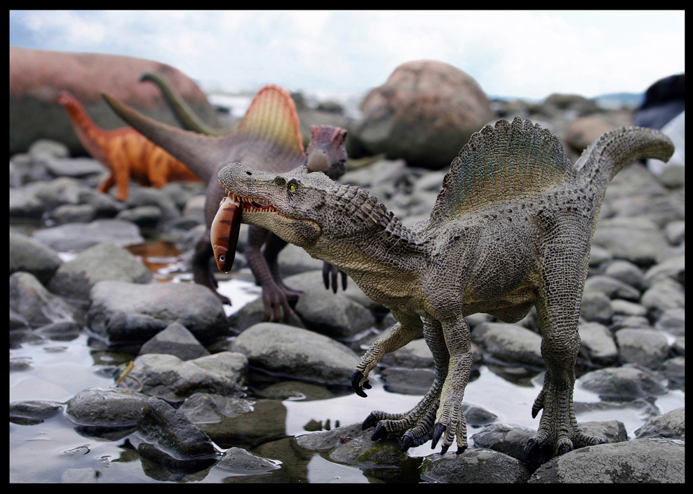 You'd better go hunt some sauropods, mate. I ain't sharing this sturgeon. Dinosaur Diorama Contest 2012.